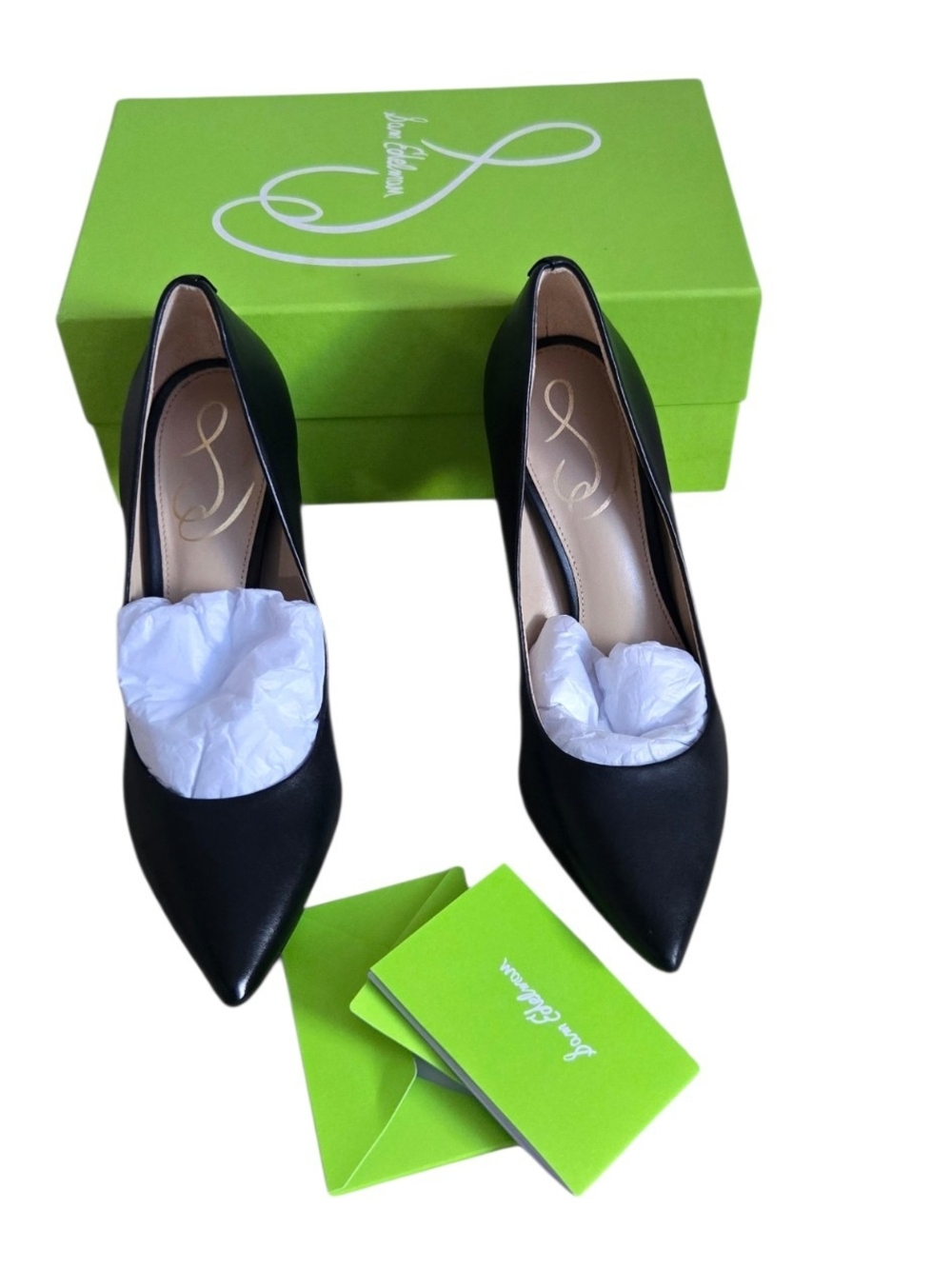 Sam Edelman Hazel Black Leather Pointed Toe Pumps - Size 6M